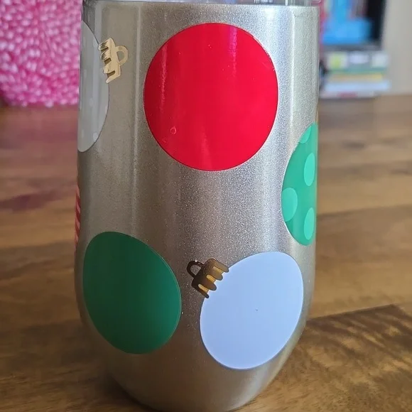 Kate Spade ♠️ Christmas “Deck the Halls” Stainless Steel Drink Tumbler W/Lid - Picture 2 of 4